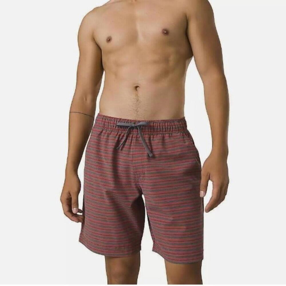 PrAna Metric E-waist Short Rust Stripe XL NWT
